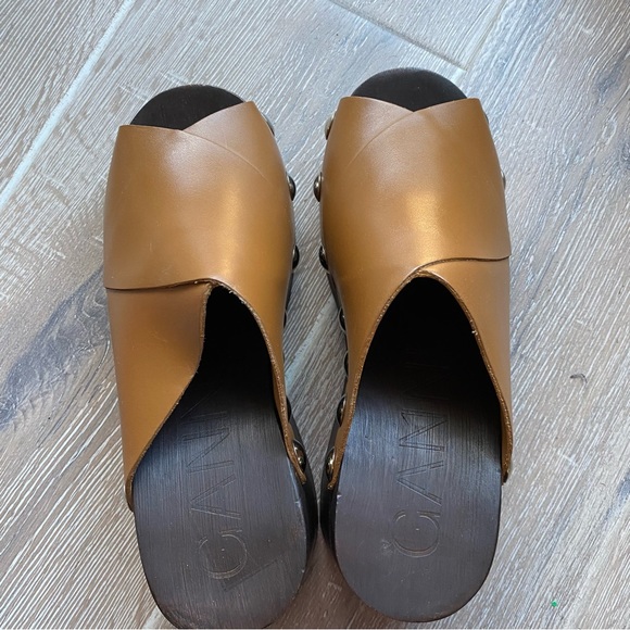 Ganni Brown Open Toe Studded Clog - Leather - Picture 4 of 13